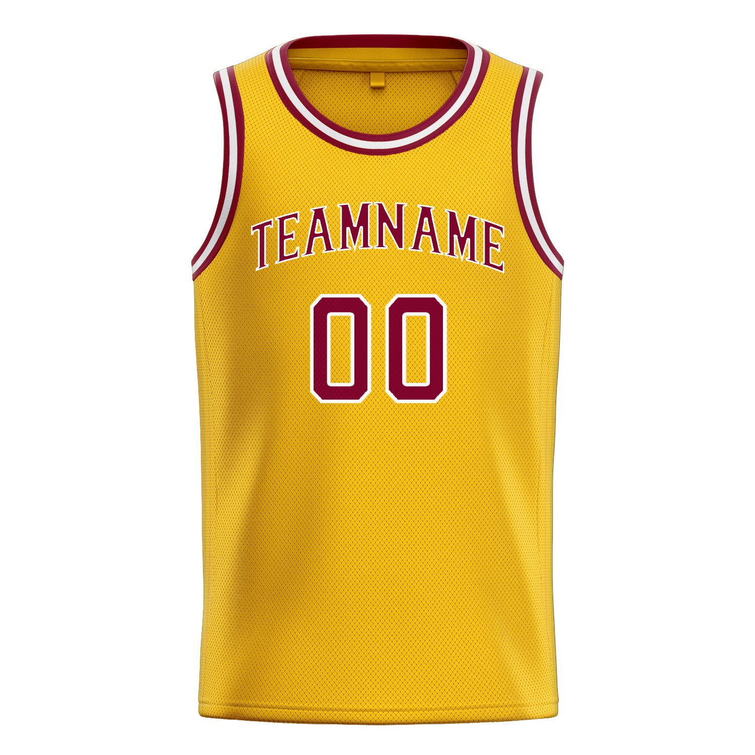 Personalized Gold & Red Solid Color Basketball Jersey