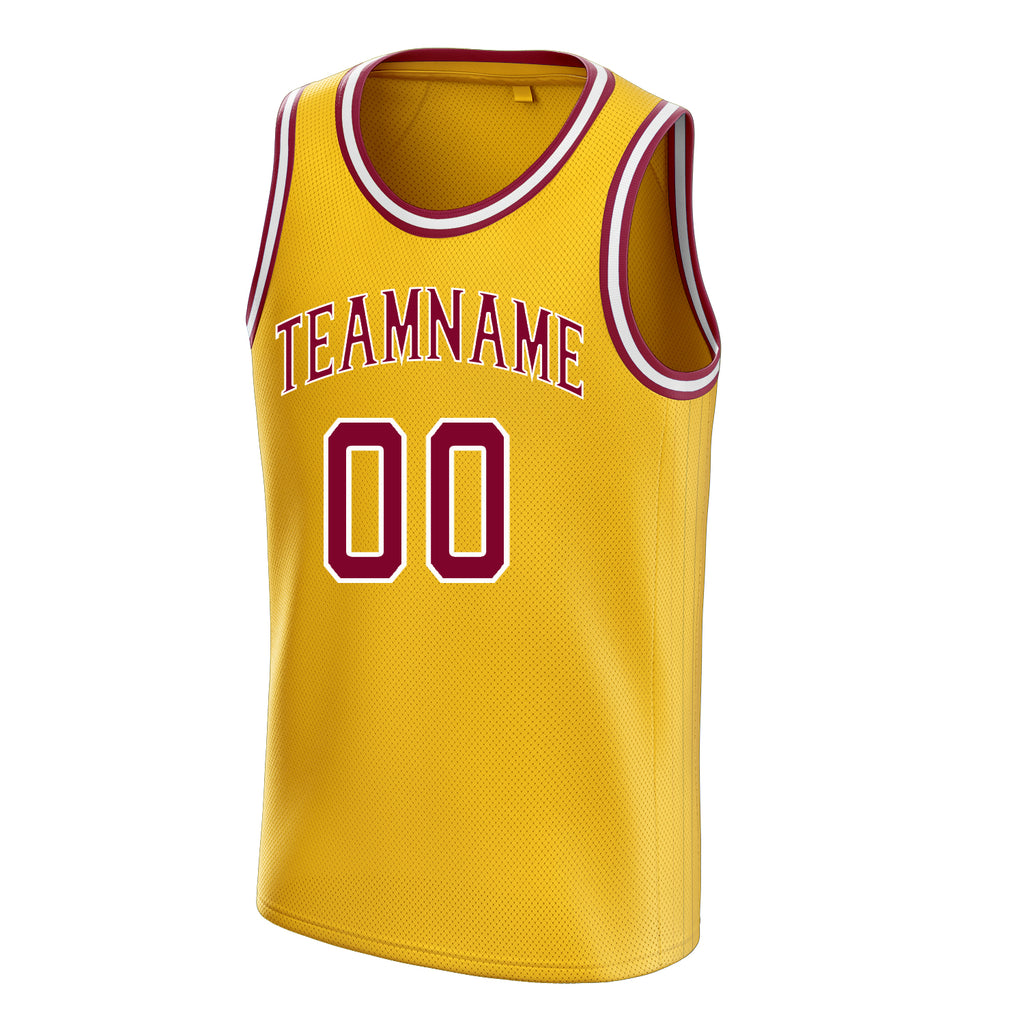 Personalized Gold & Red Solid Color Basketball Jersey