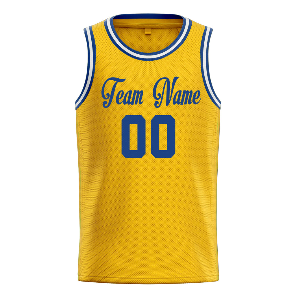 Personalized Gold & Royal Solid Color Basketball Jersey