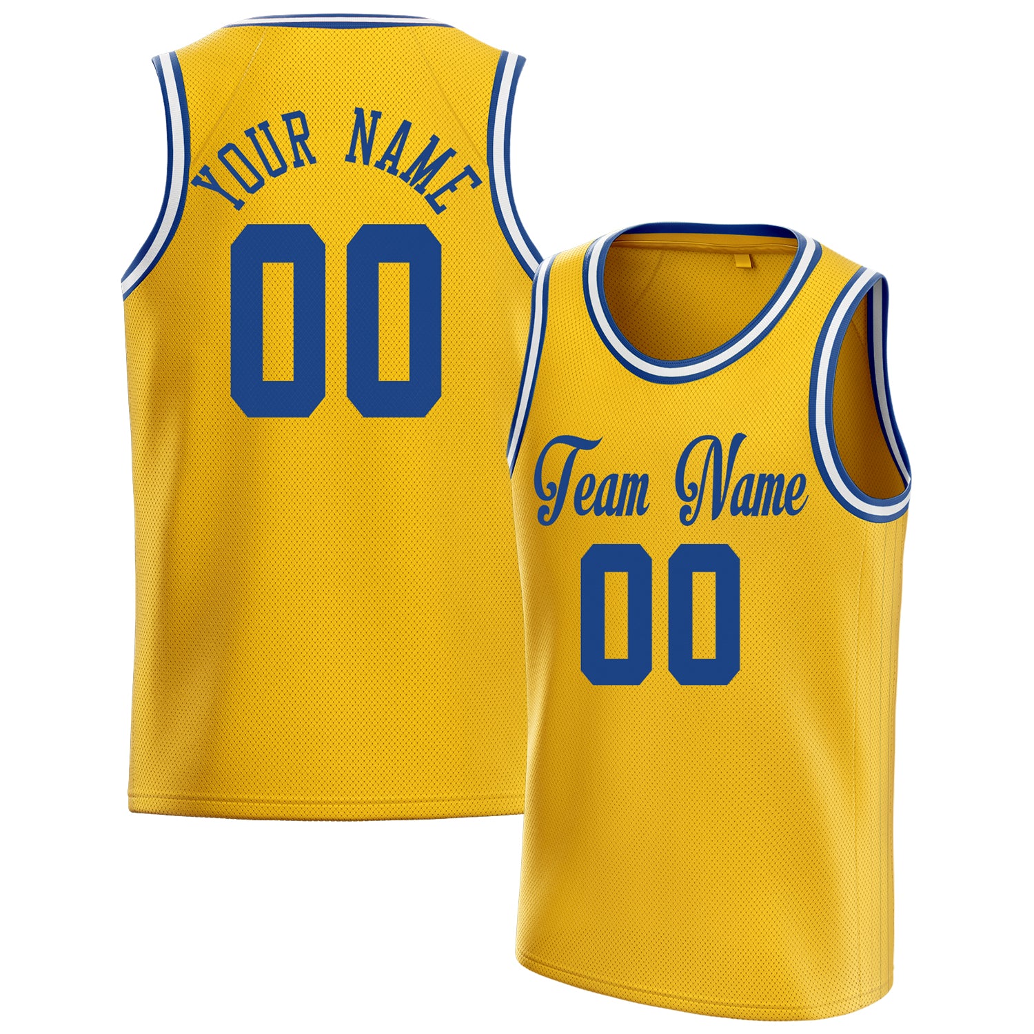 Personalized Gold & Royal Solid Color Basketball Jersey
