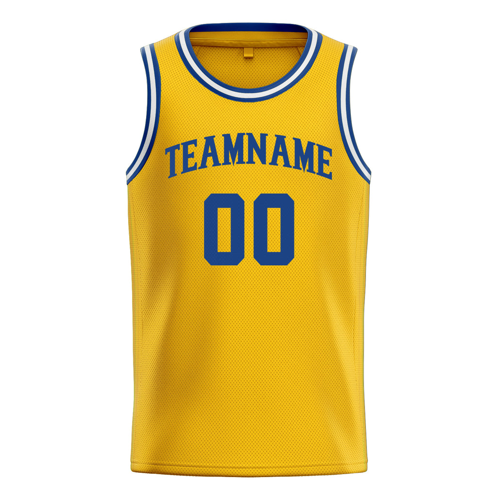 Personalized Gold & Royal Solid Color Basketball Jersey