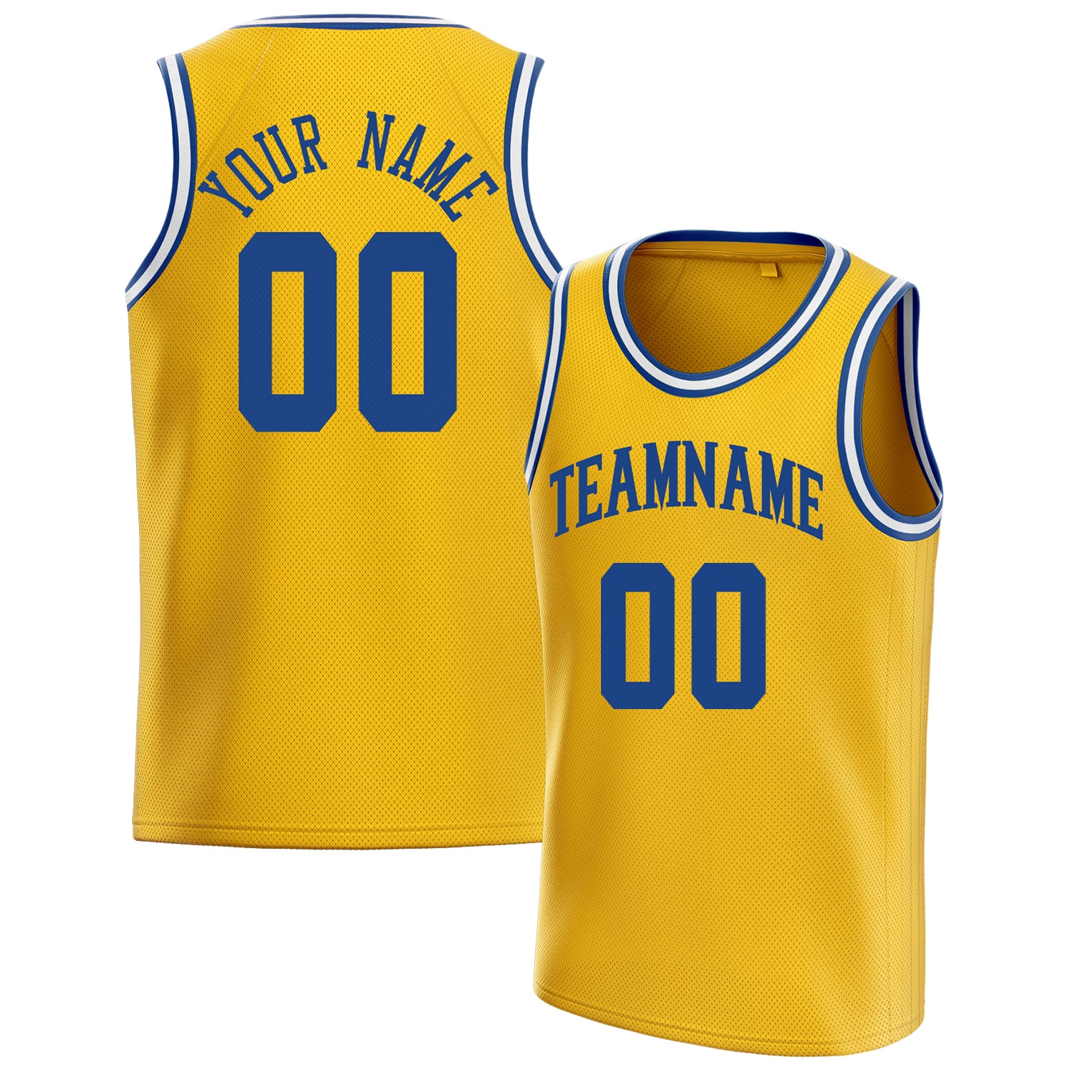 Personalized Gold & Royal Solid Color Basketball Jersey