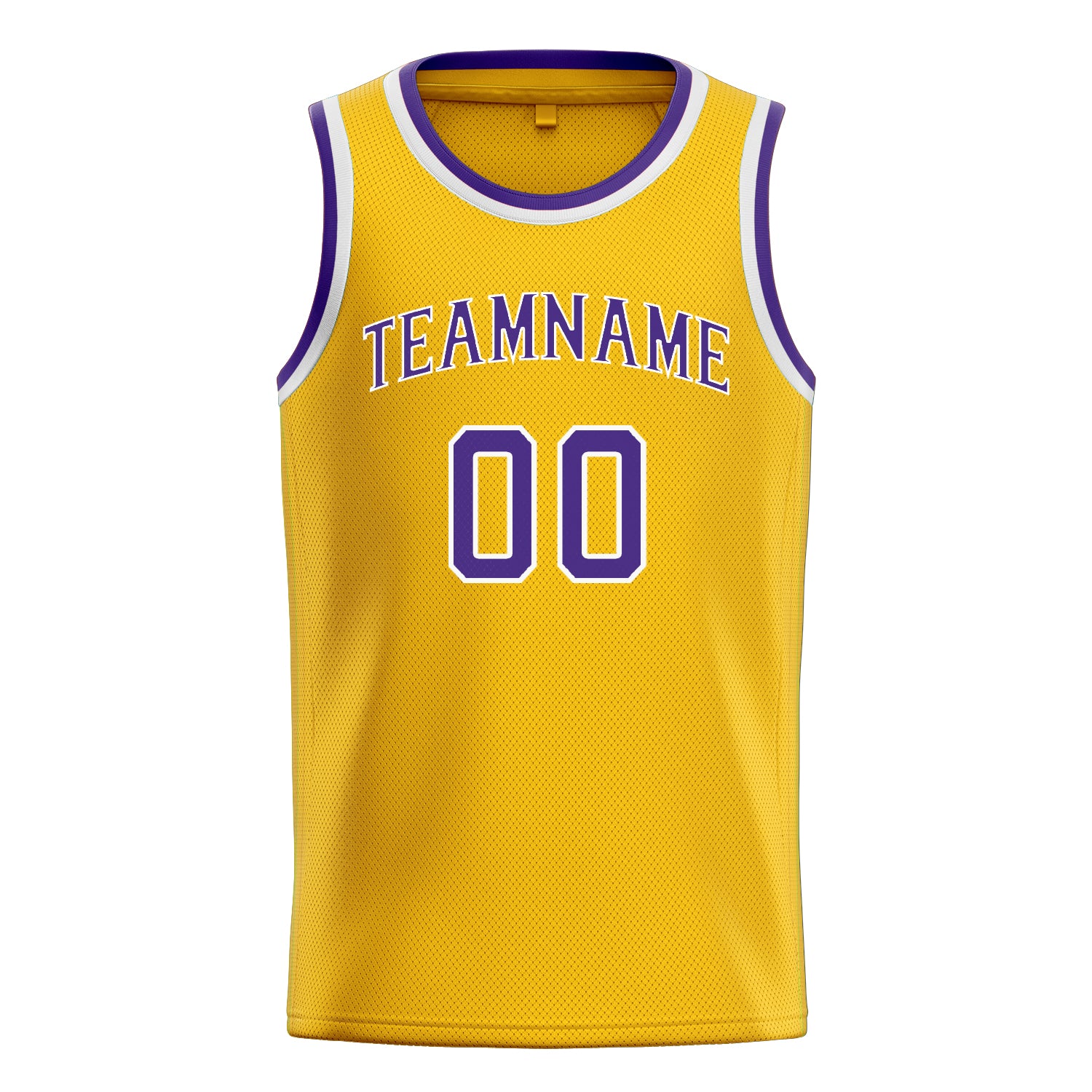 Personalized Gold & Purple Solid Color Basketball Jersey