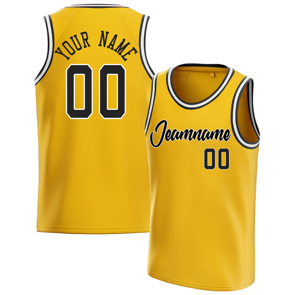 Personalized Gold & Purple Solid Color Basketball Jersey