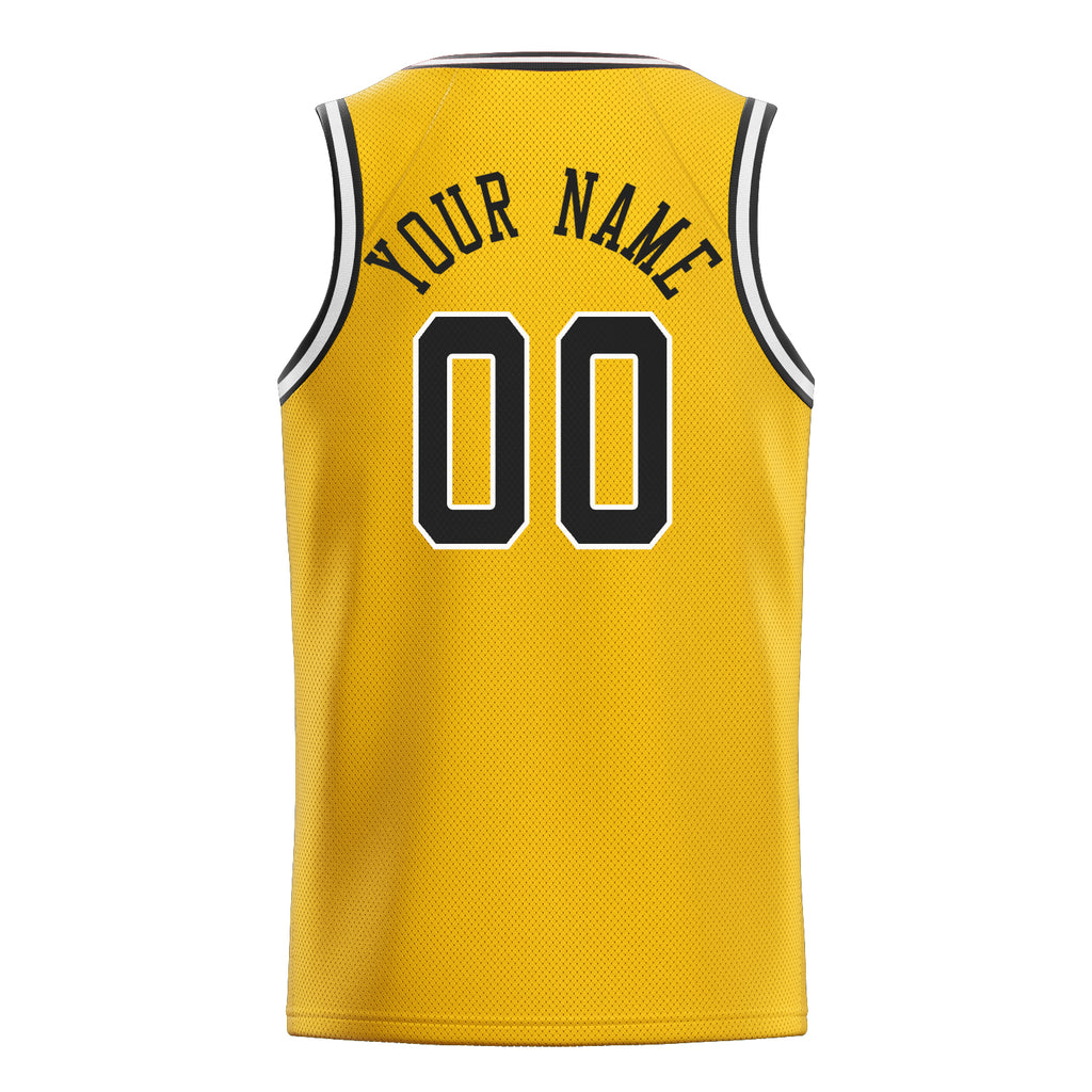 Personalized Gold & Black Solid Color Basketball Jersey