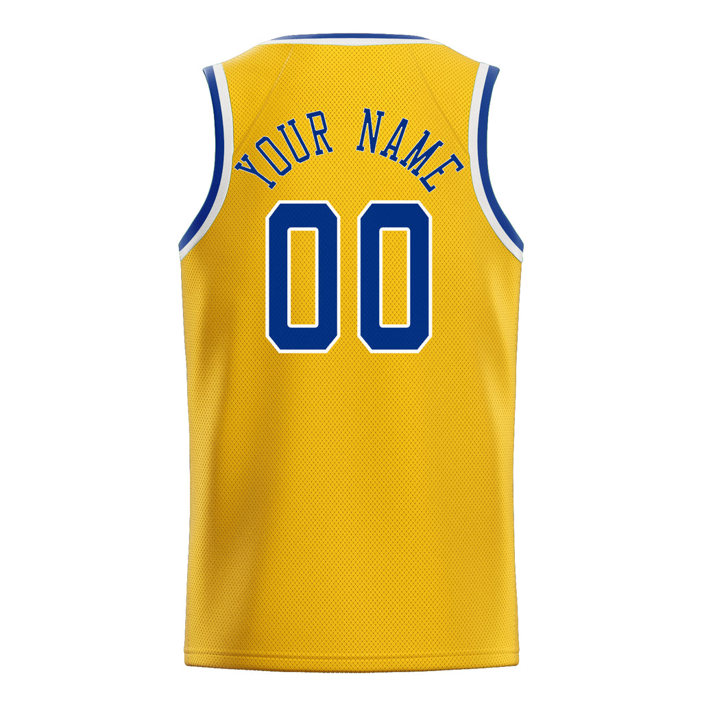 Personalized Gold & Royal Solid Color Basketball Jersey