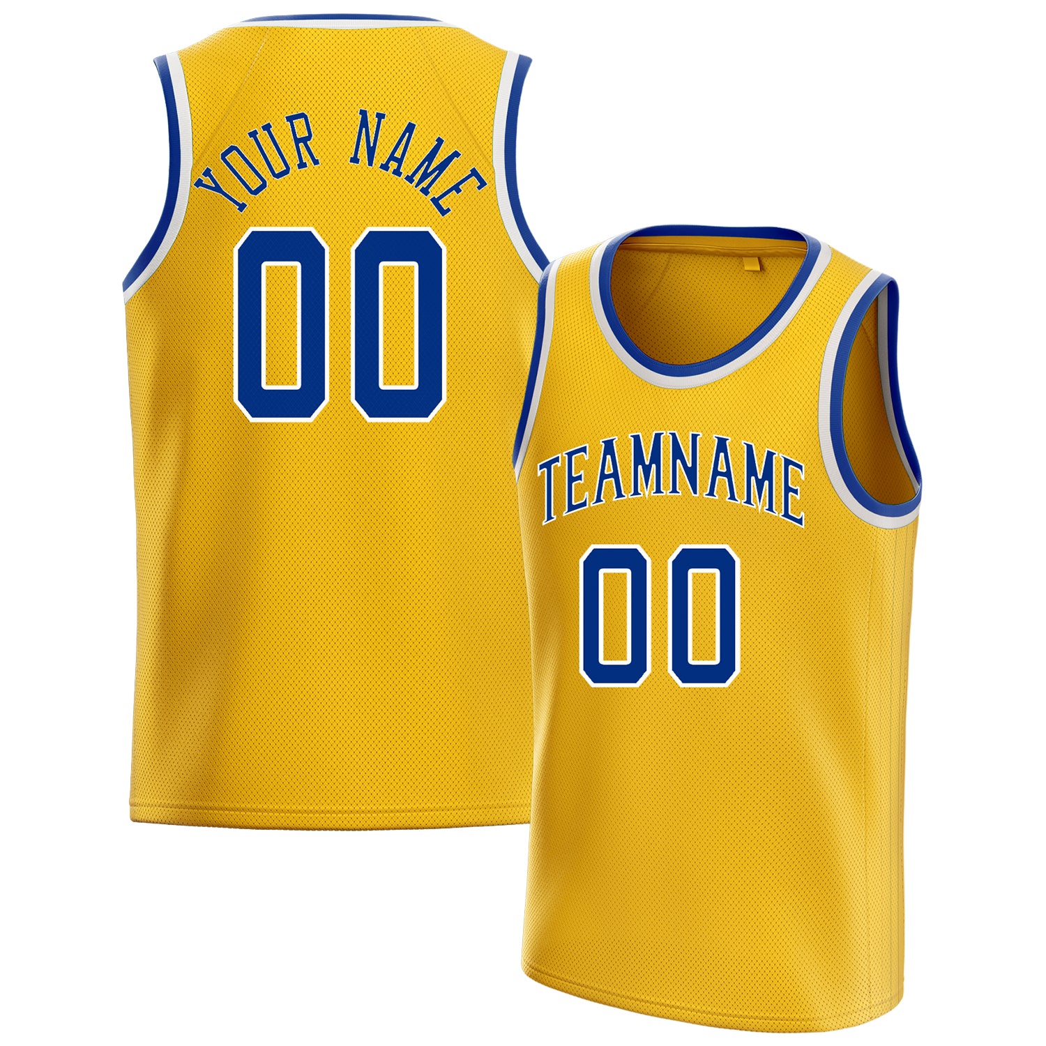 Personalized Gold & Royal Solid Color Basketball Jersey
