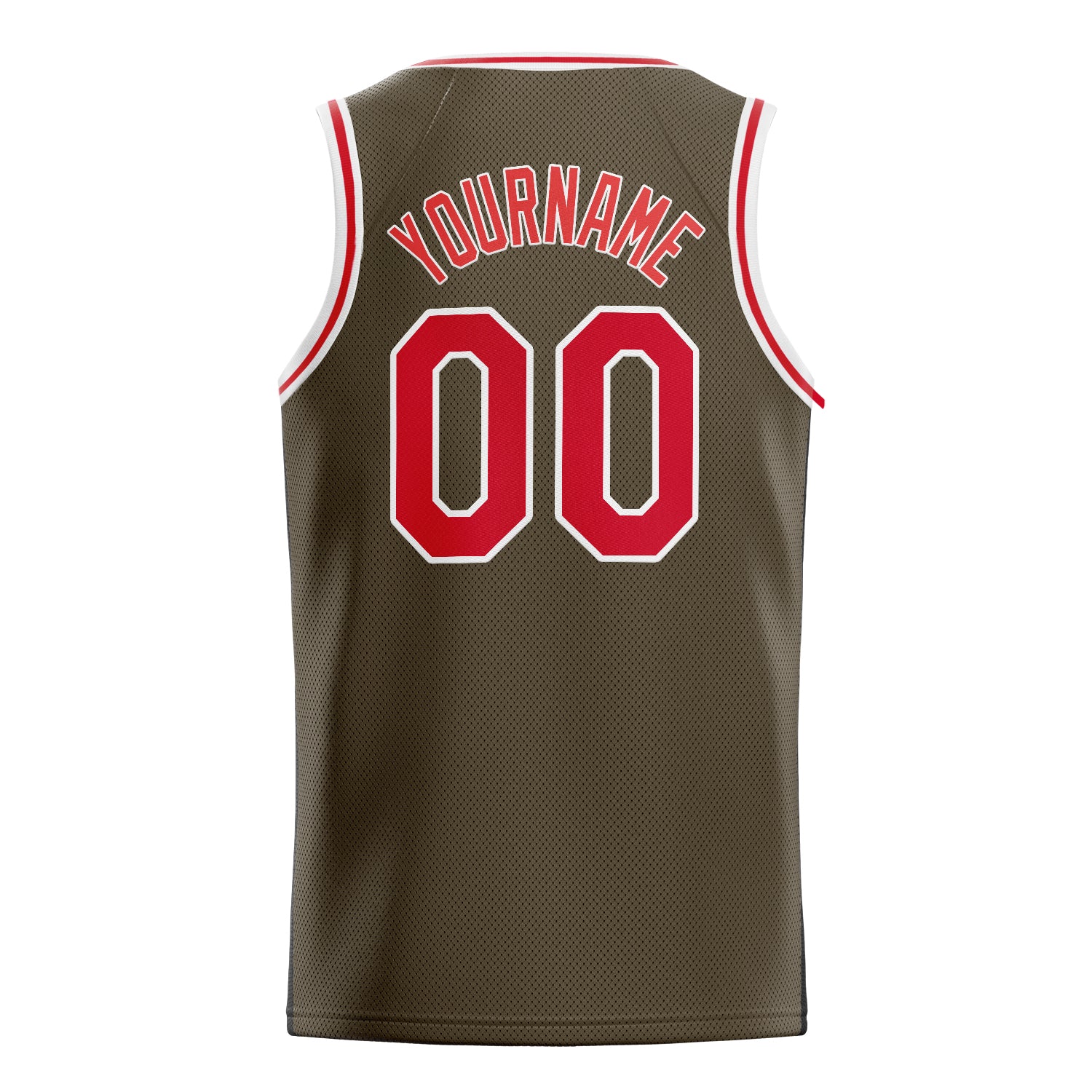 Personalized Olive & Red Solid Color Basketball Jersey