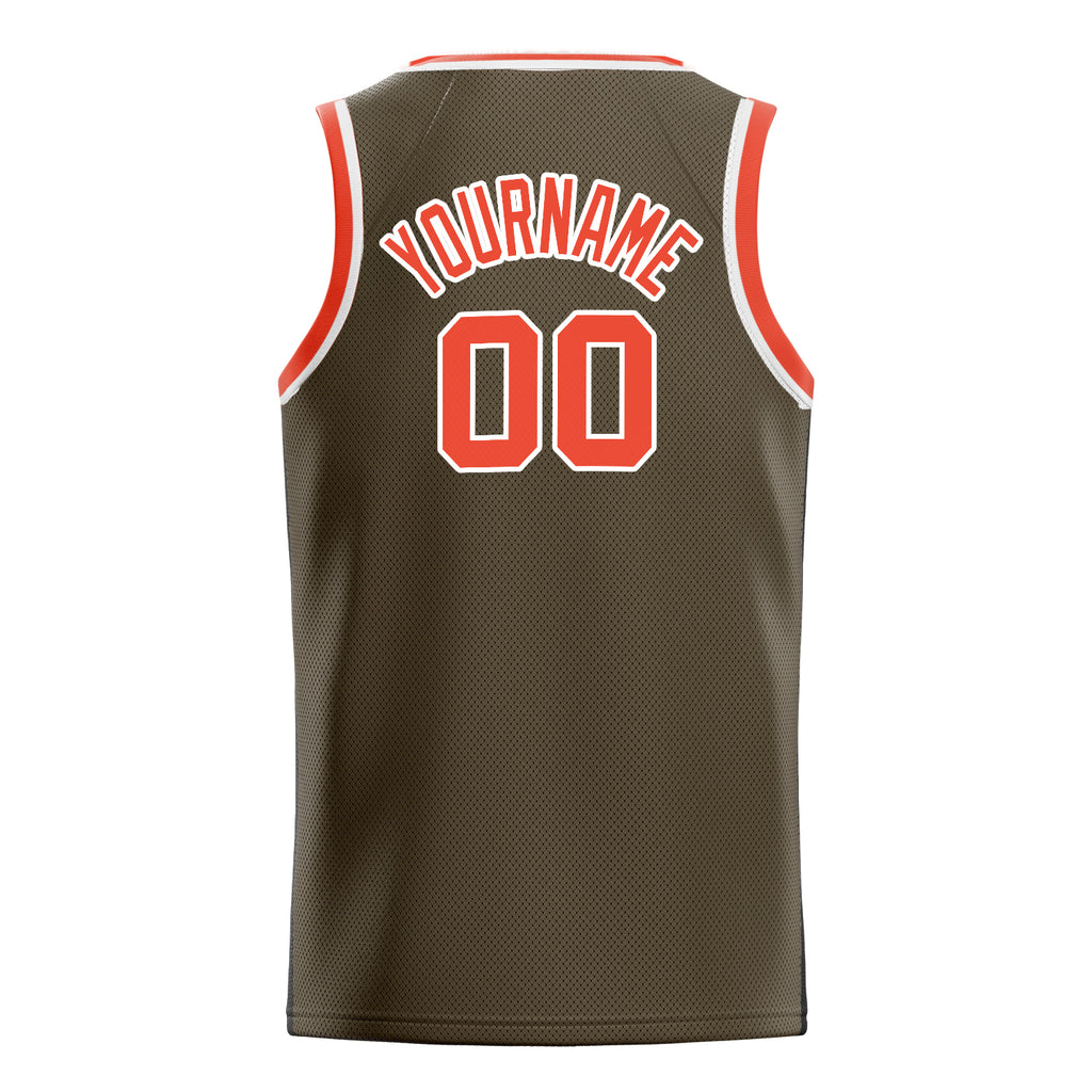 Personalized Olive & Orange Solid Color Basketball Jersey