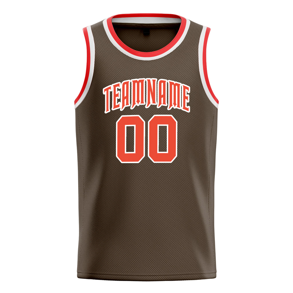 Personalized Olive & Orange Solid Color Basketball Jersey