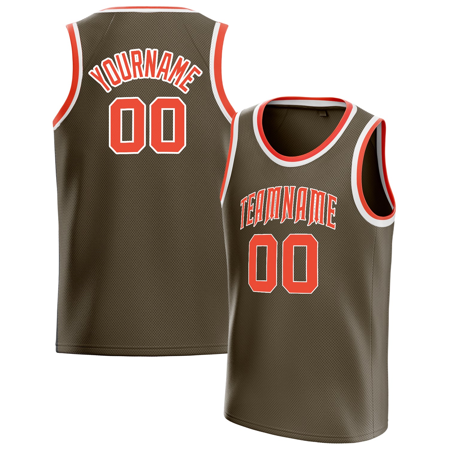 Personalized Olive & Orange Solid Color Basketball Jersey