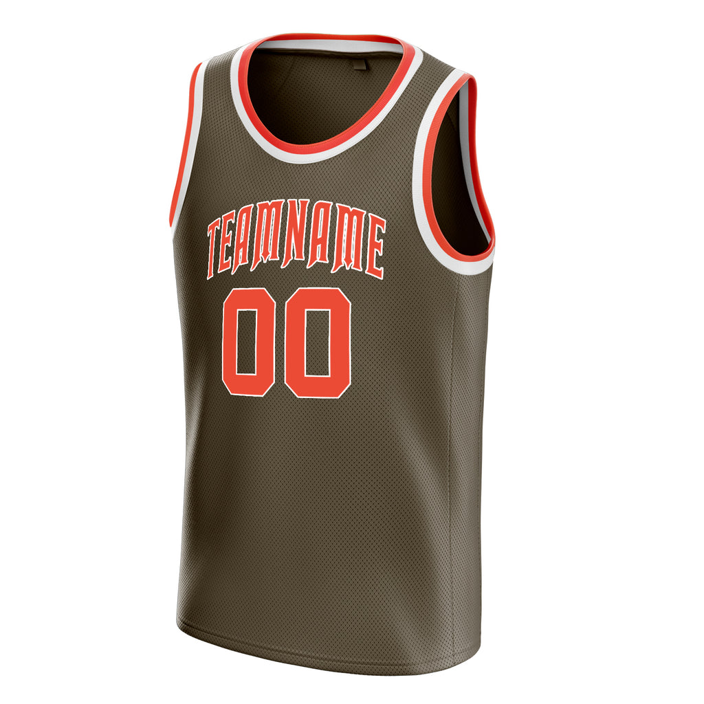 Personalized Olive & Orange Solid Color Basketball Jersey