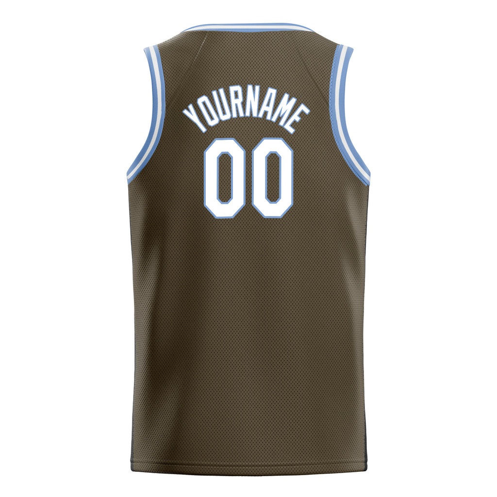 Personalized Olive & White Solid Color Basketball Jersey