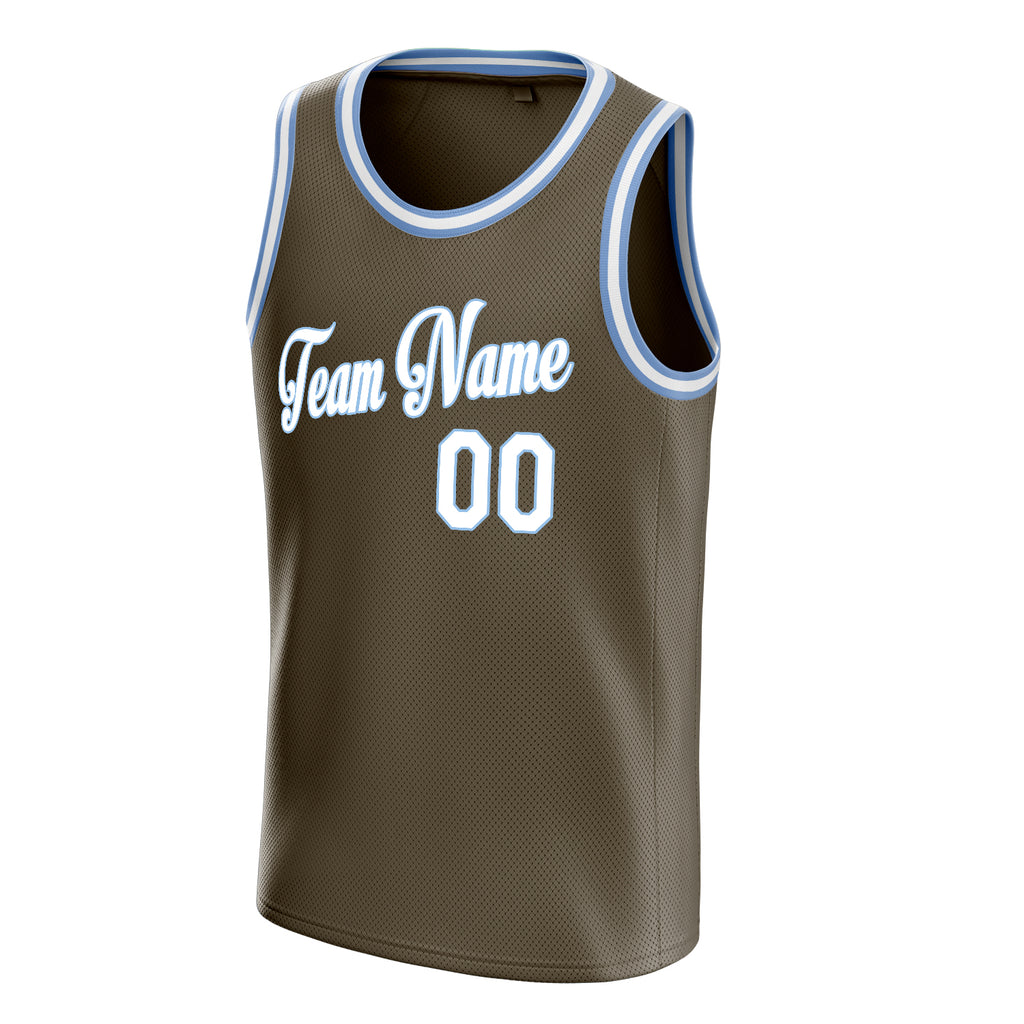 Personalized Olive & White Solid Color Basketball Jersey