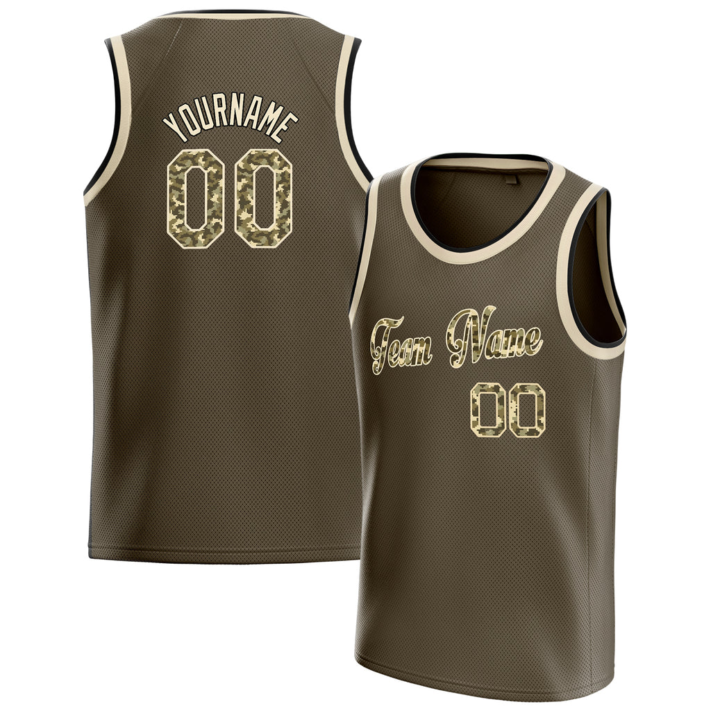 Personalized Olive & Camo Solid Color Basketball Jersey