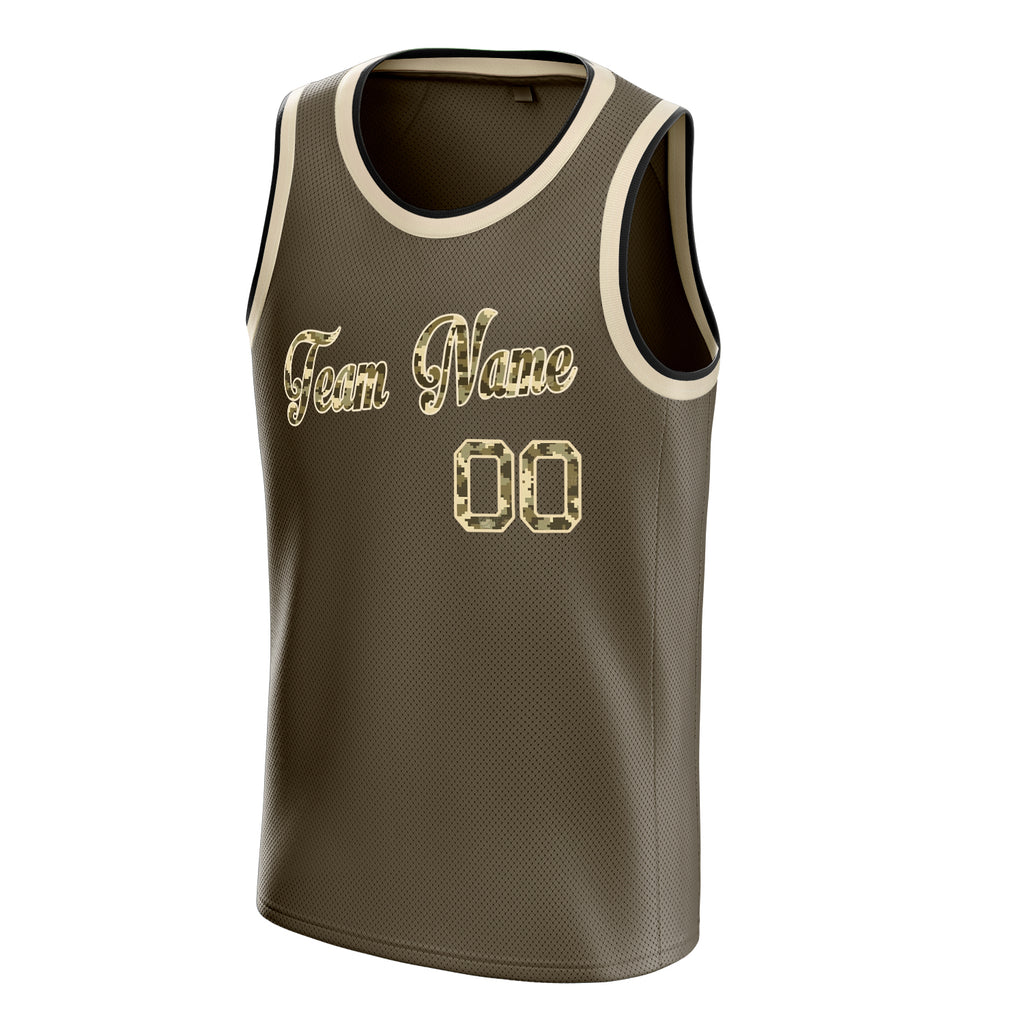 Personalized Olive & Camo Solid Color Basketball Jersey