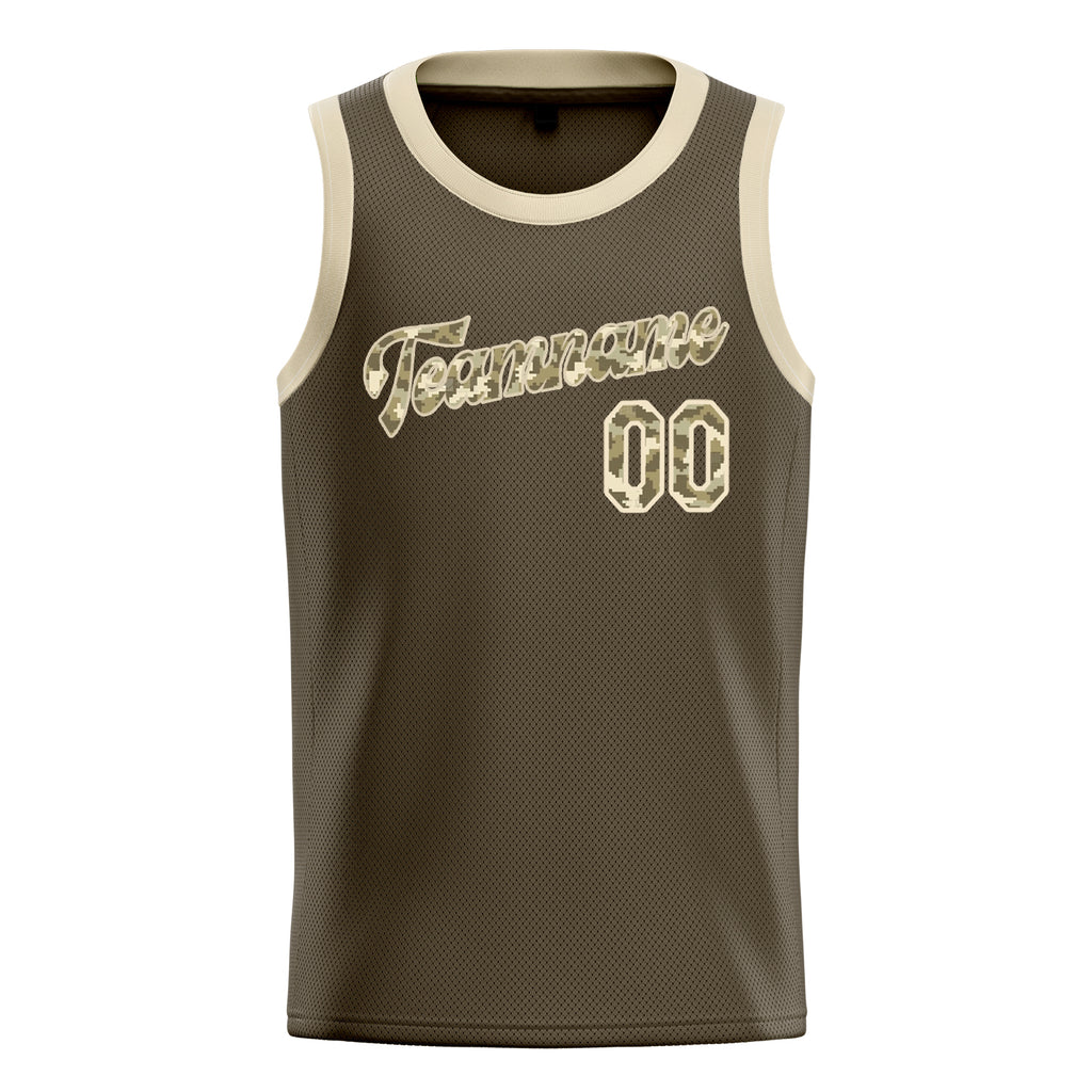 Personalized Olive & Camo Solid Color Basketball Jersey