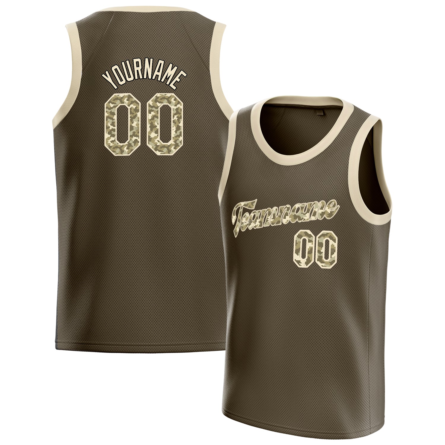 Personalized Olive & Camo Solid Color Basketball Jersey