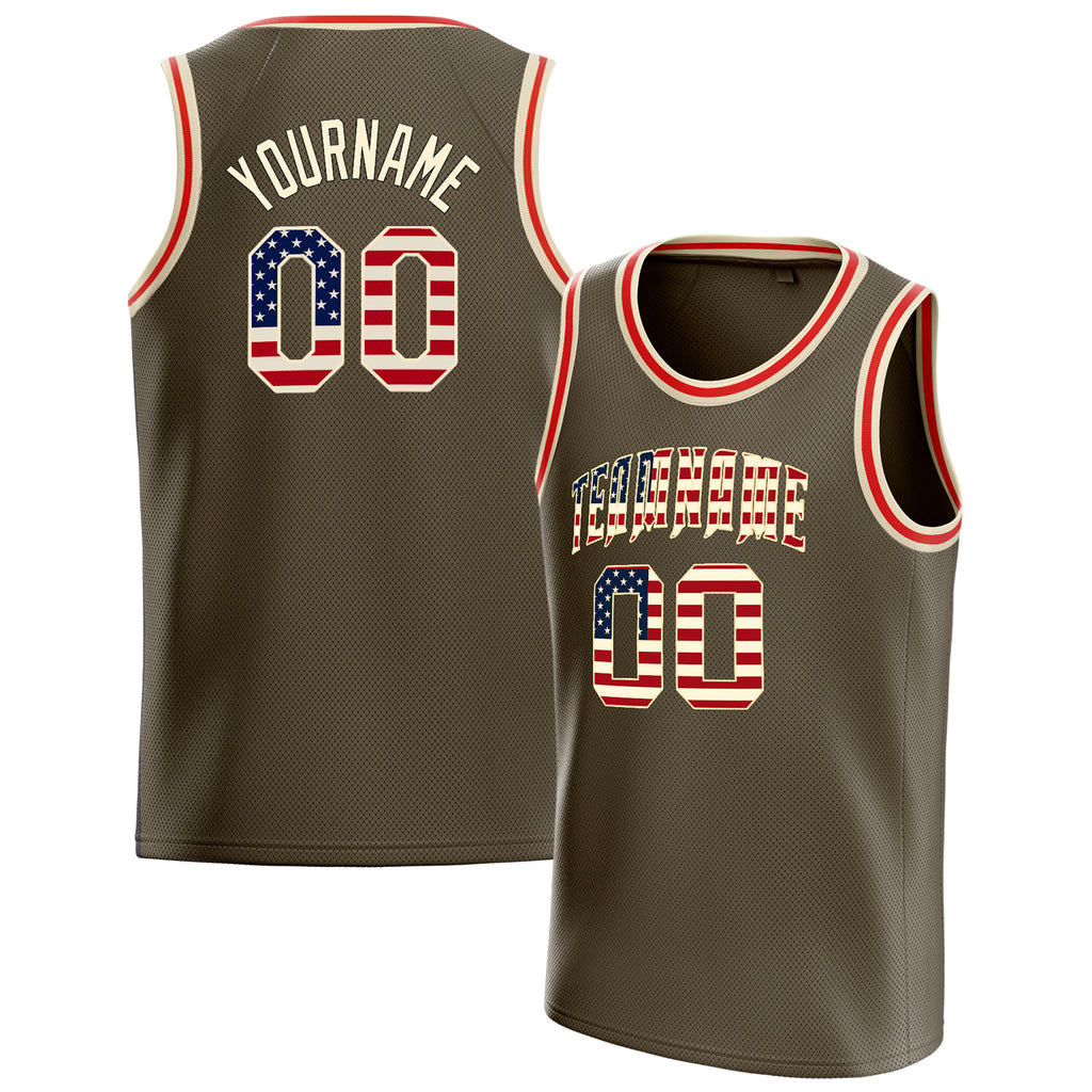 Personalized Olive & Cream Solid Color Basketball Jersey