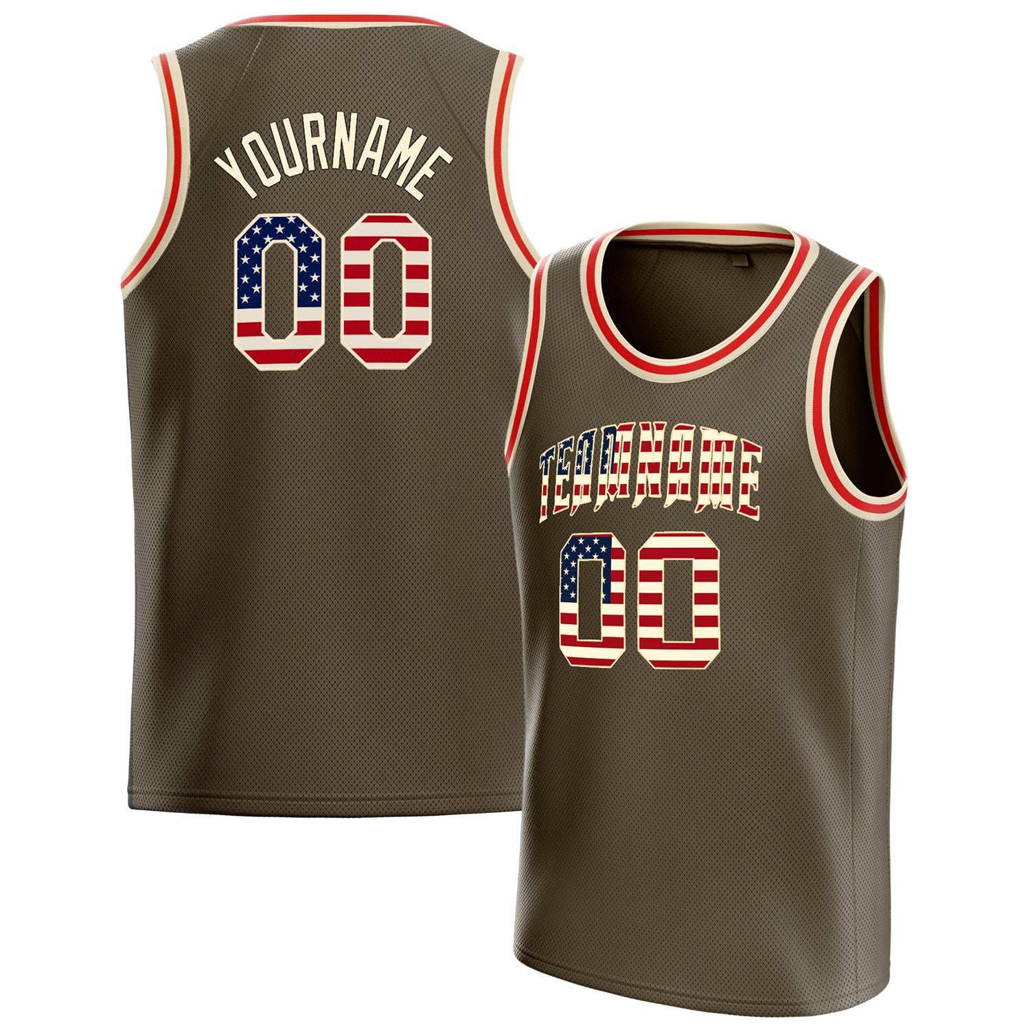 Personalized Olive & Cream Solid Color Basketball Jersey