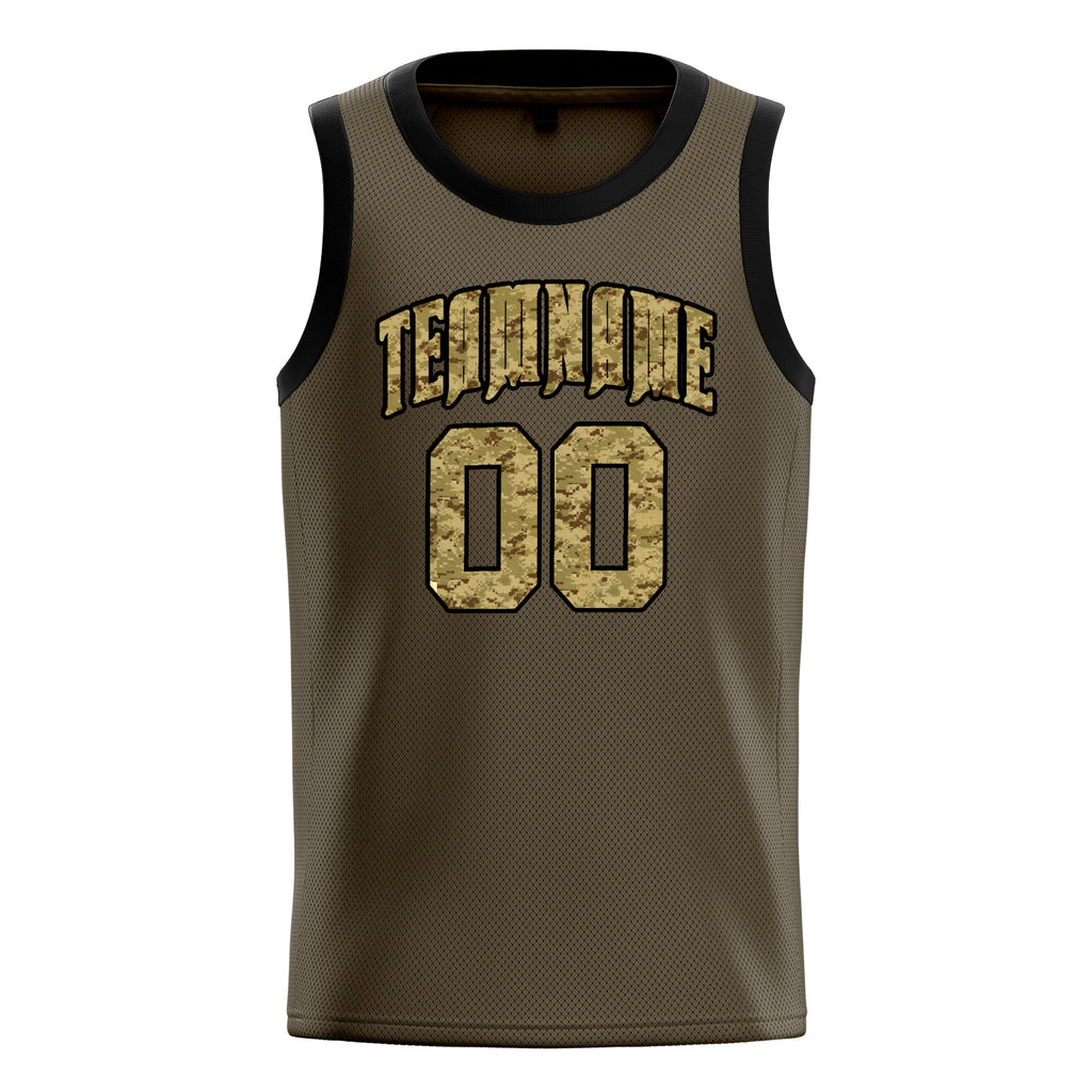 Personalized Olive & Camo Solid Color Basketball Jersey