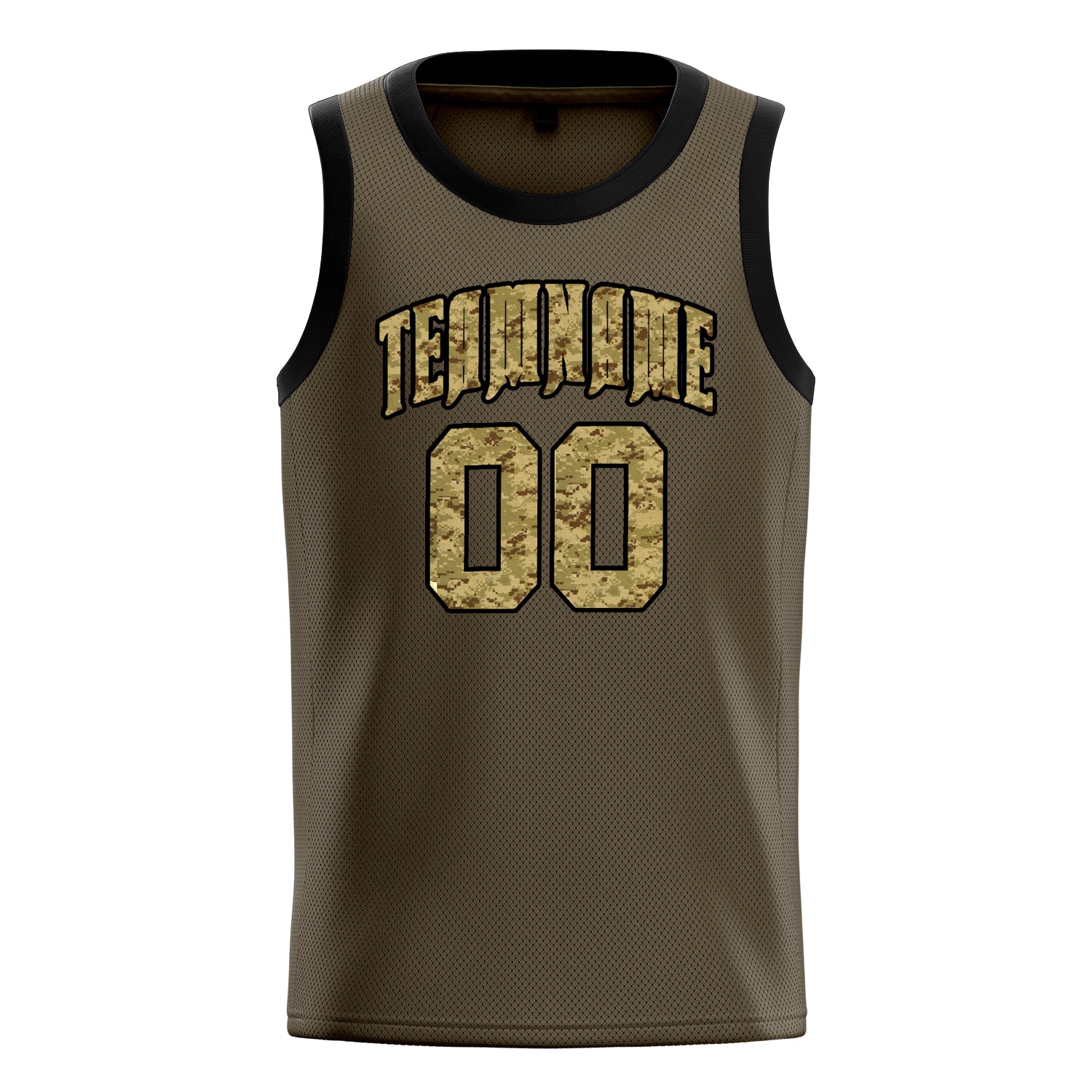 Personalized Olive & Camo Solid Color Basketball Jersey