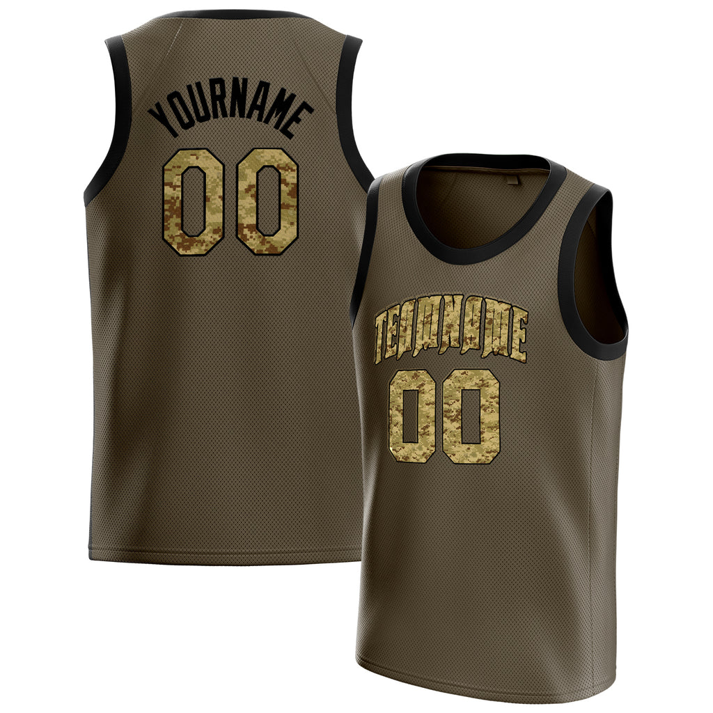 Personalized Olive & Camo Solid Color Basketball Jersey