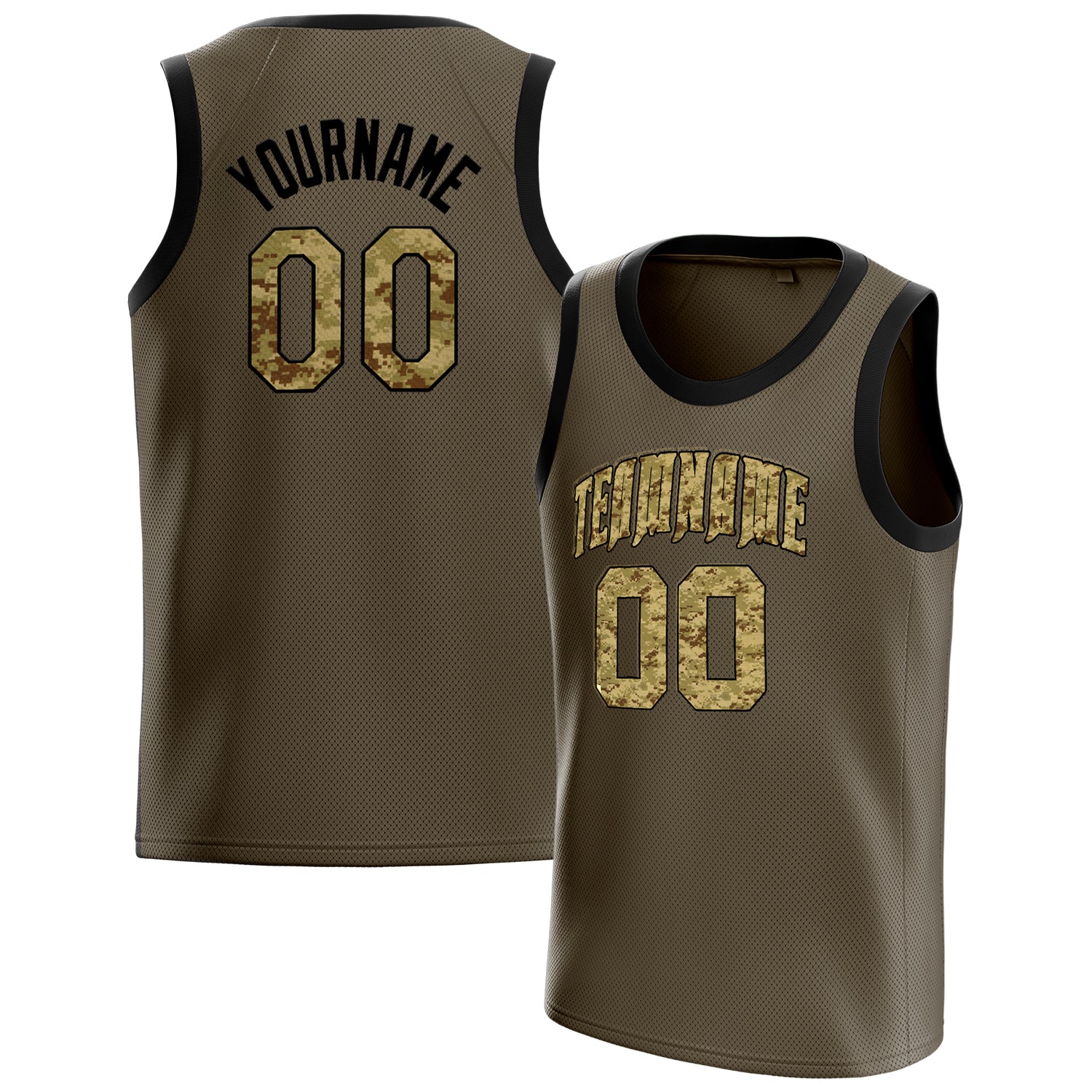 Personalized Olive & Camo Solid Color Basketball Jersey