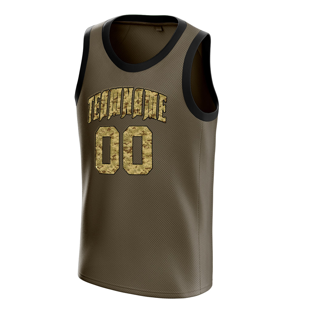 Personalized Olive & Camo Solid Color Basketball Jersey