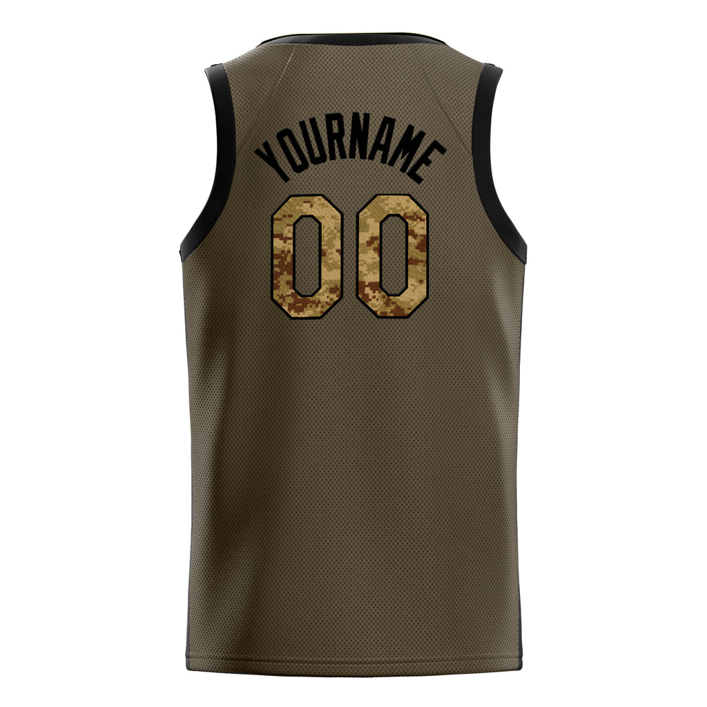 Personalized Olive & Camo Solid Color Basketball Jersey