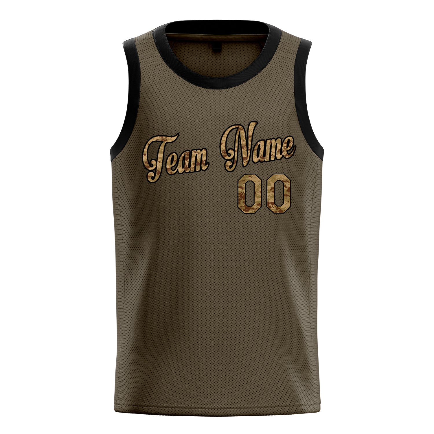 Personalized Olive & Camo Solid Color Basketball Jersey