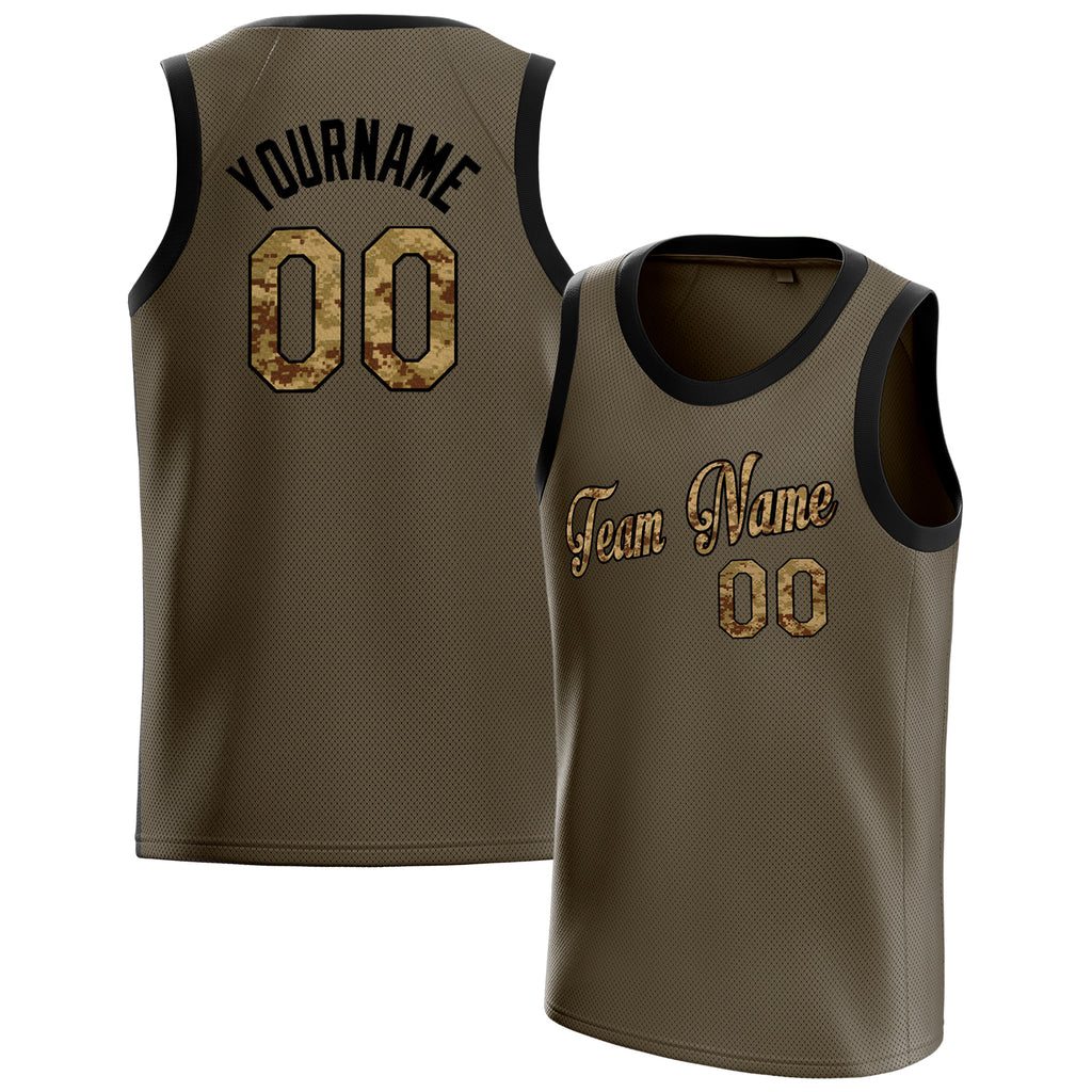 Personalized Olive & Camo Solid Color Basketball Jersey