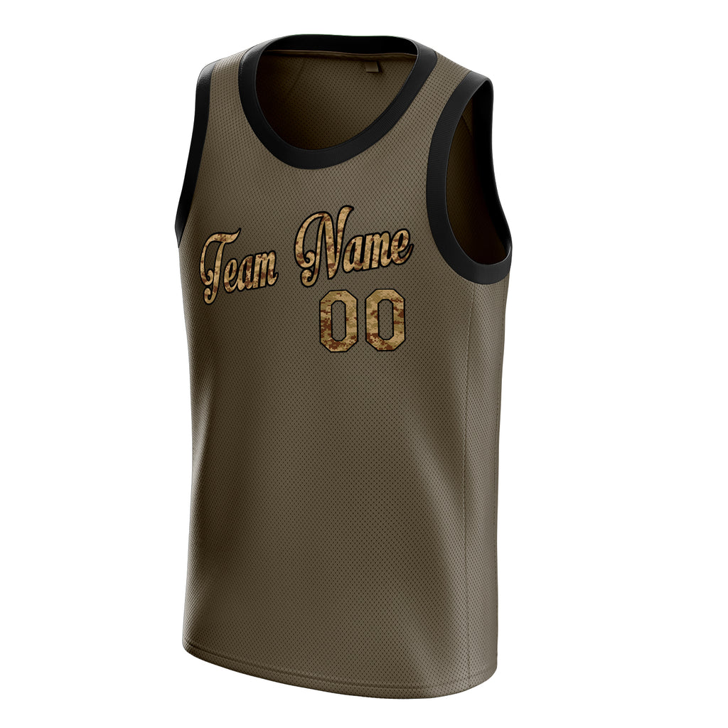 Personalized Olive & Camo Solid Color Basketball Jersey