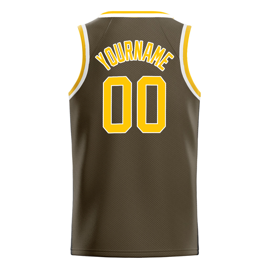 Personalized Olive & Gold Solid Color Basketball Jersey
