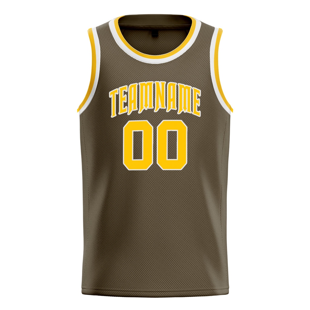 Personalized Olive & Gold Solid Color Basketball Jersey