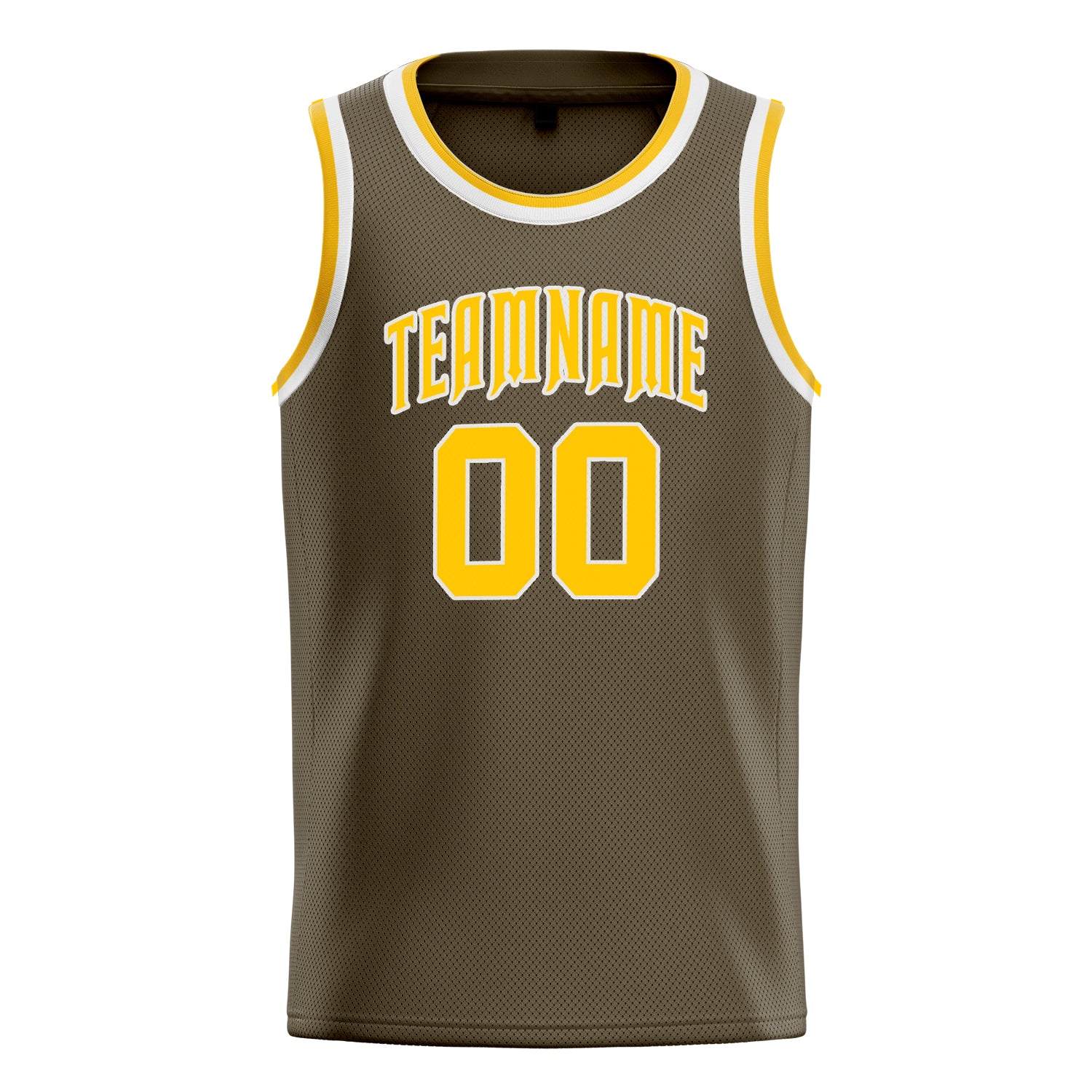 Personalized Olive & Gold Solid Color Basketball Jersey