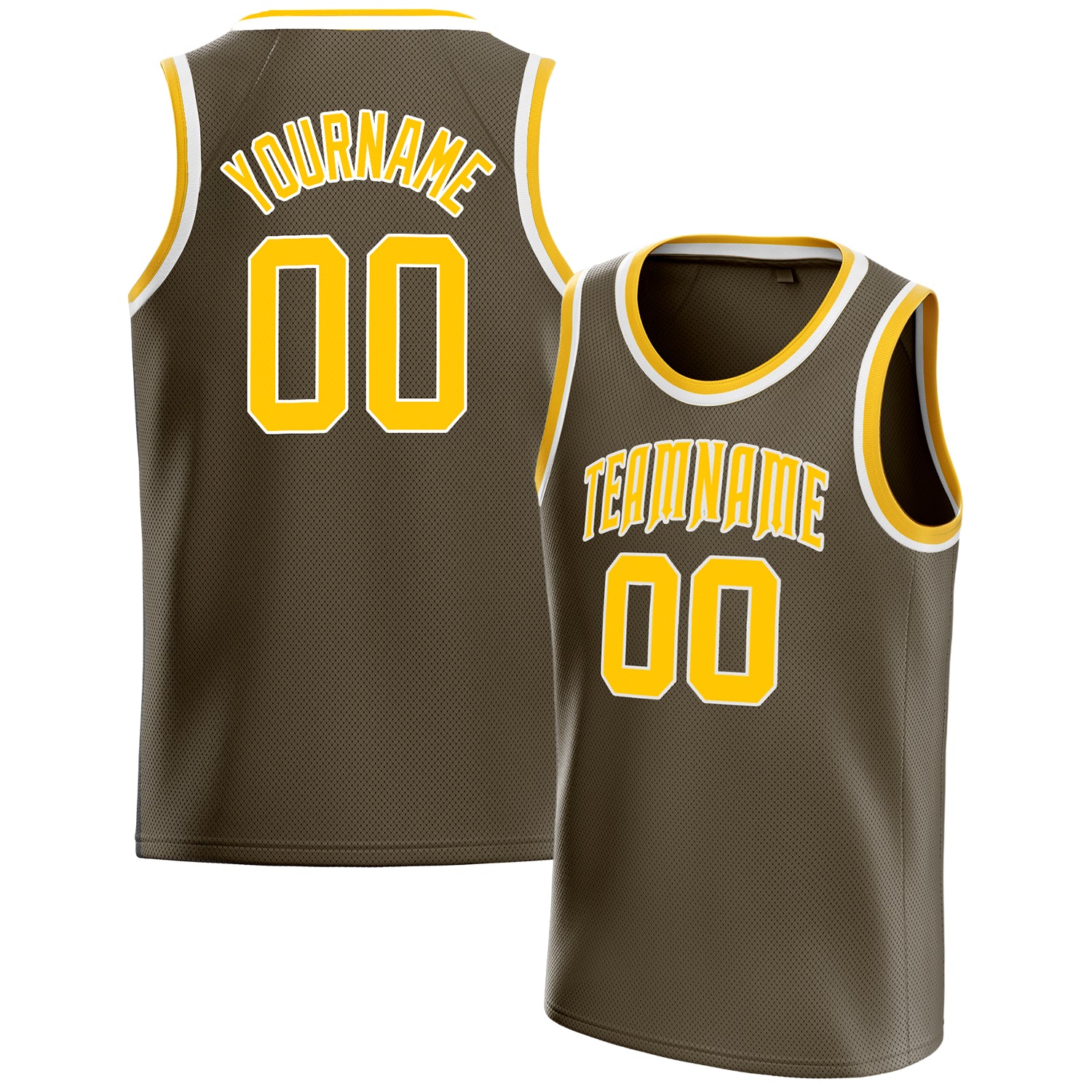 Personalized Olive & Gold Solid Color Basketball Jersey