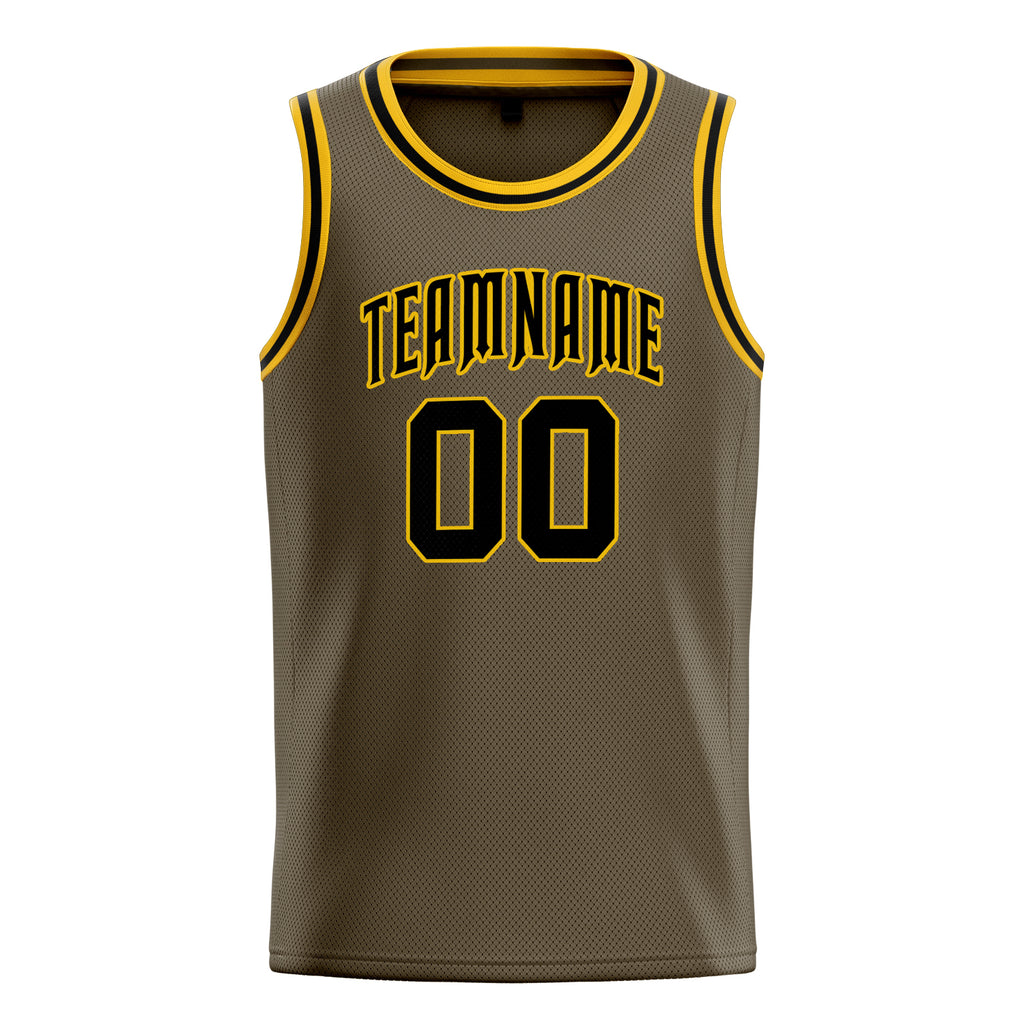 Personalized Olive & Black Solid Color Basketball Jersey