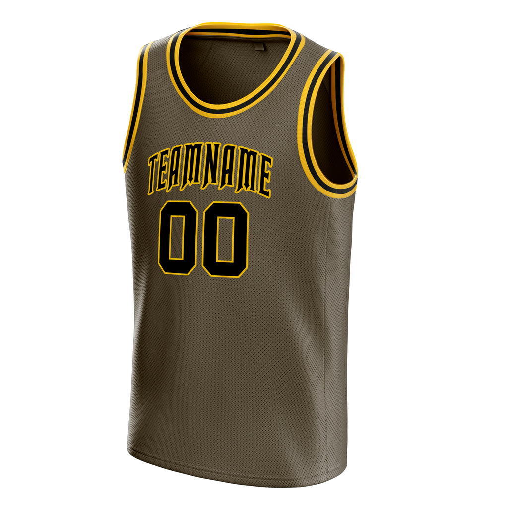 Personalized Olive & Black Solid Color Basketball Jersey