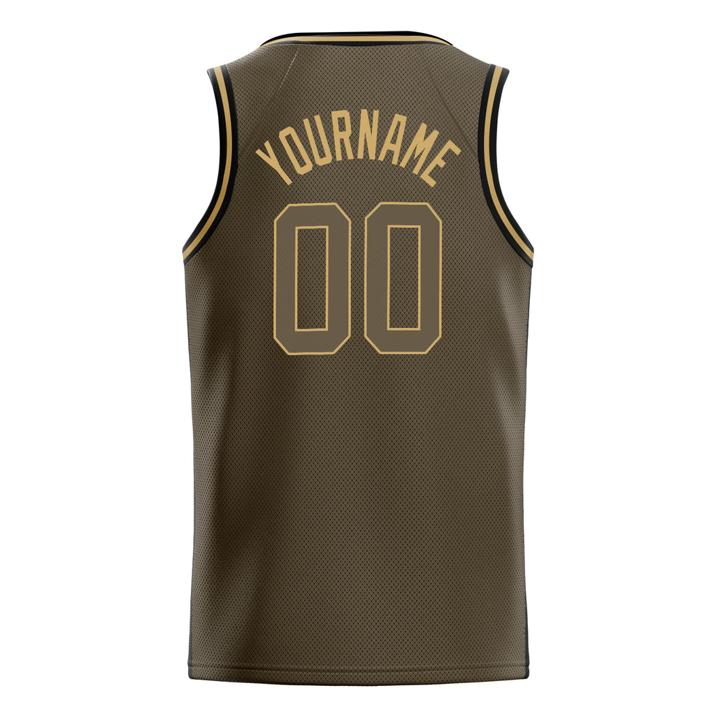Personalized Olive & Old Gold Solid Color Basketball Jersey