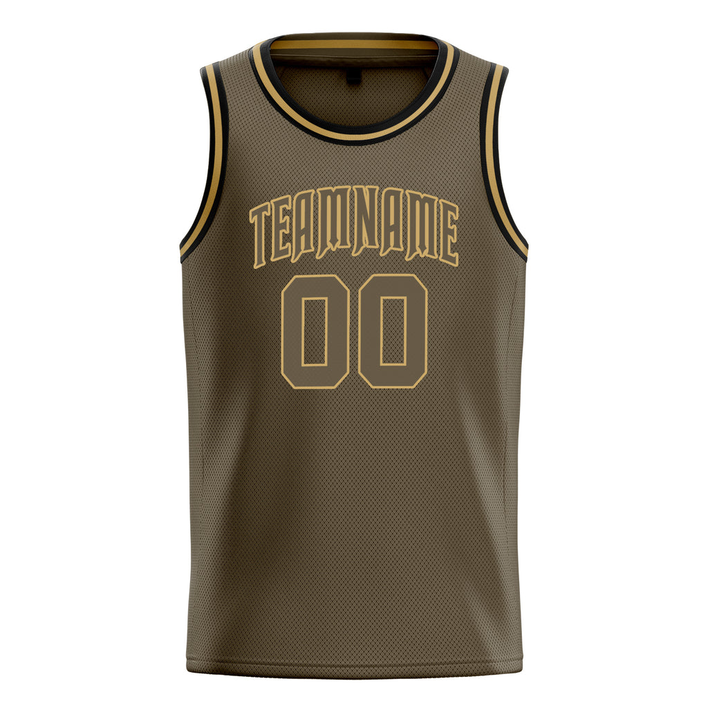 Personalized Olive & Old Gold Solid Color Basketball Jersey