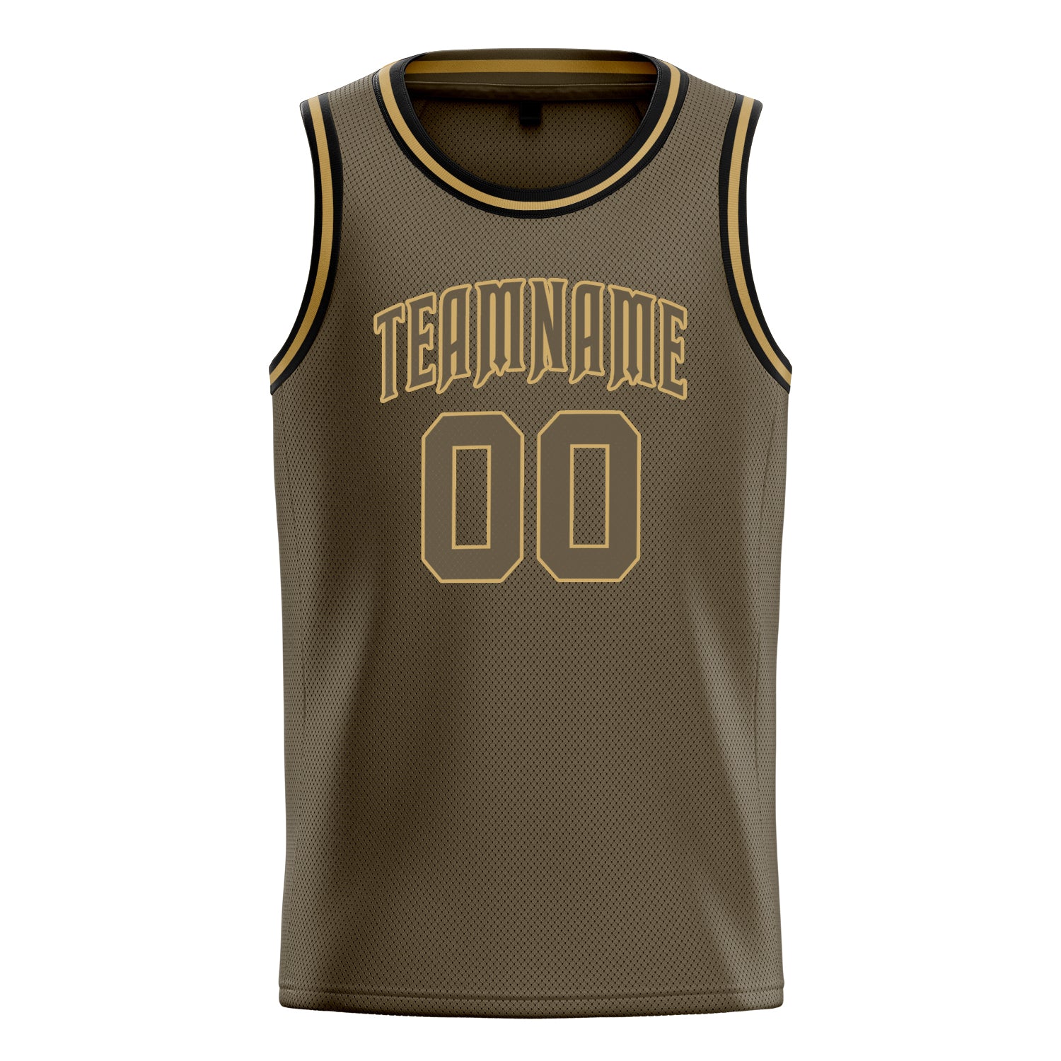Personalized Olive & Old Gold Solid Color Basketball Jersey