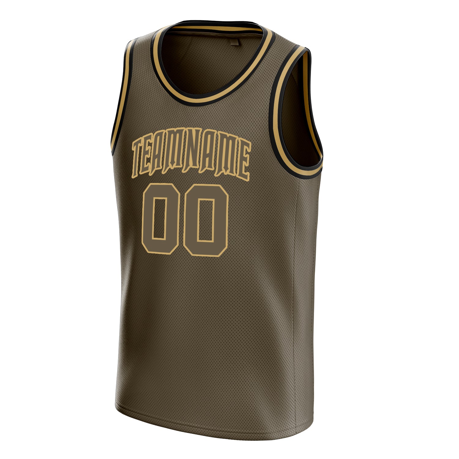 Personalized Olive & Old Gold Solid Color Basketball Jersey