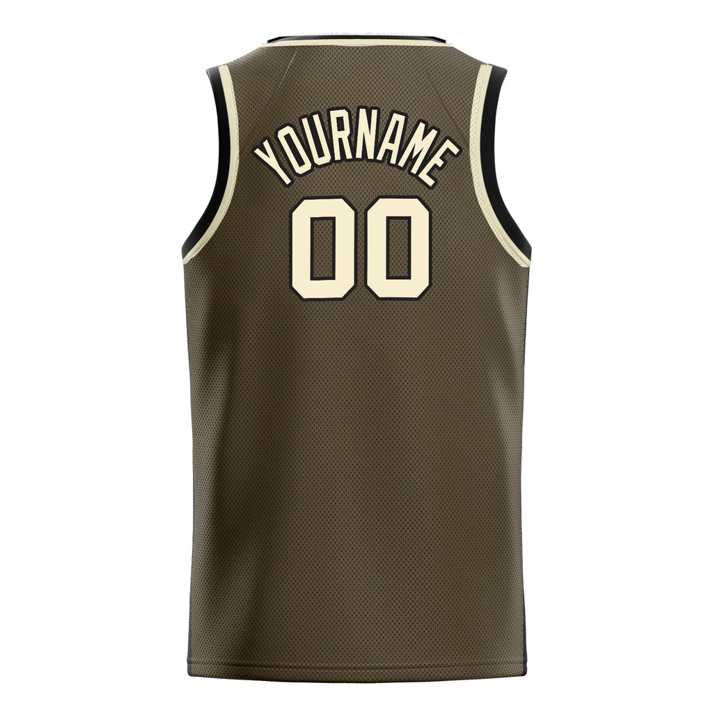 Personalized Olive & Cream Solid Color Basketball Jersey