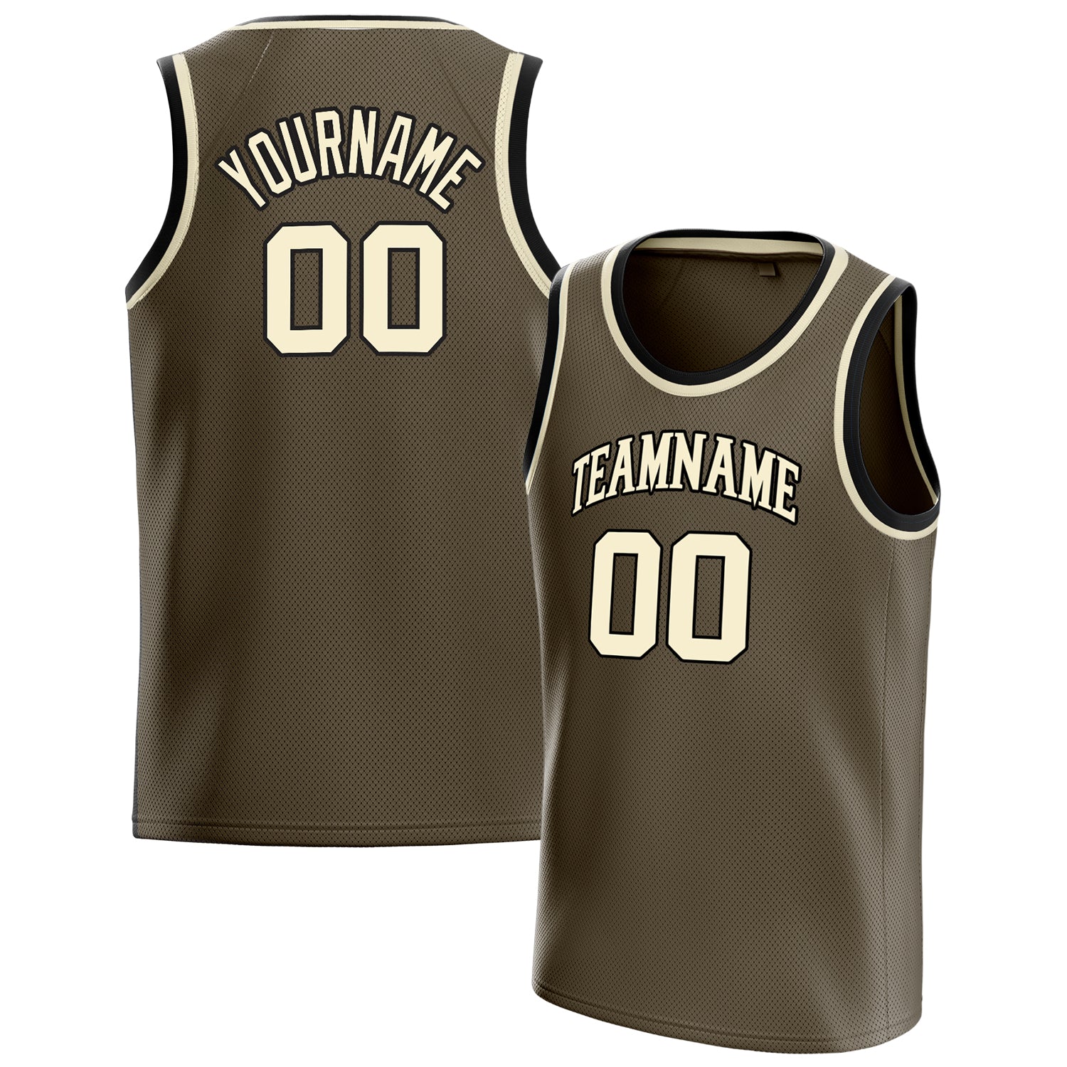 Personalized Olive & Cream Solid Color Basketball Jersey
