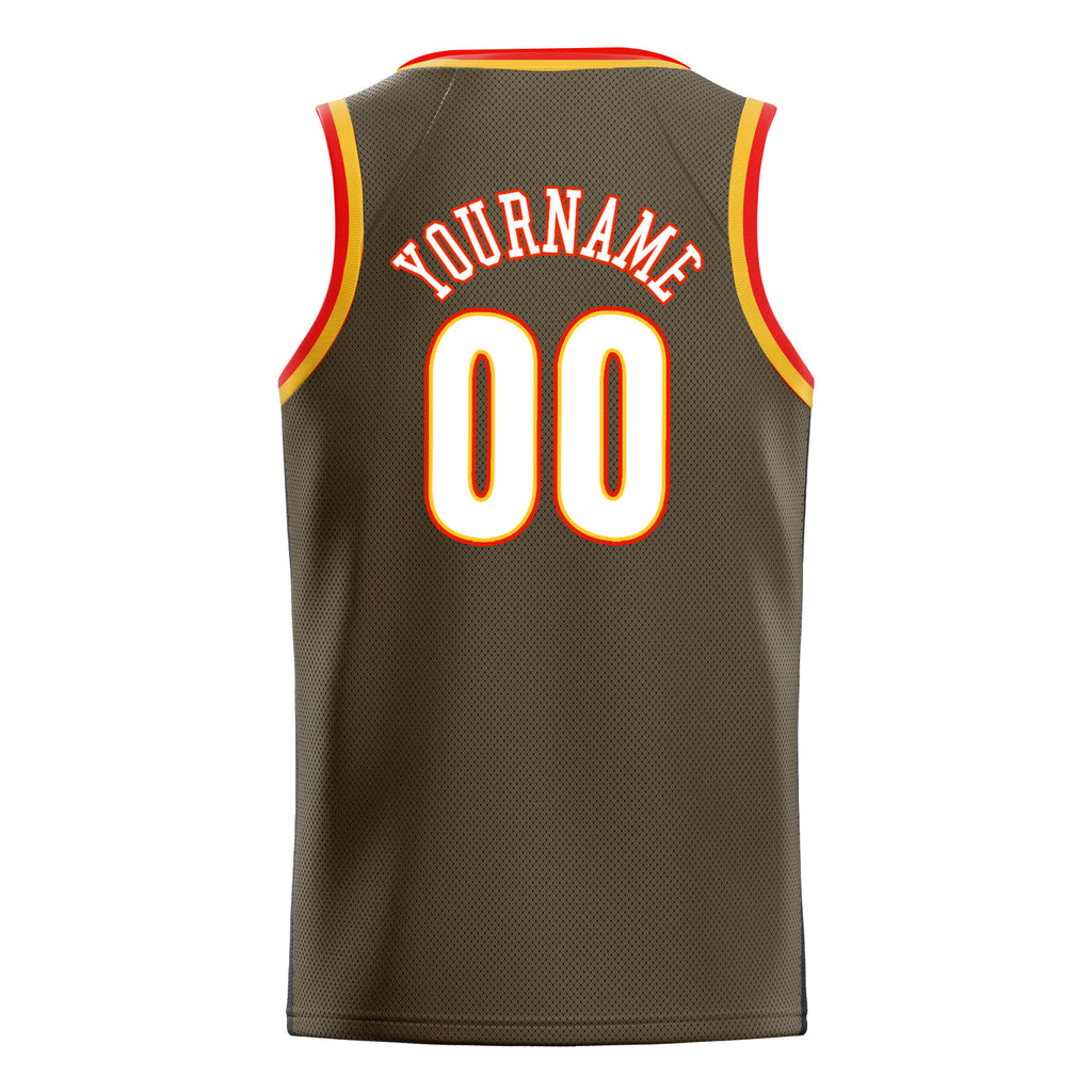 Personalized Olive & White Solid Color Basketball Jersey