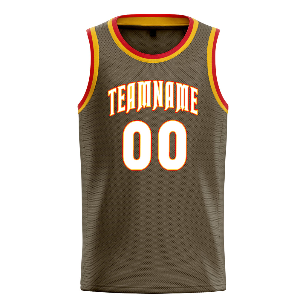 Personalized Olive & White Solid Color Basketball Jersey