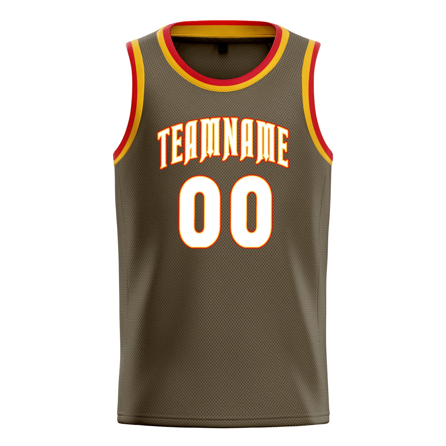 Personalized Olive & White Solid Color Basketball Jersey