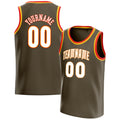 Personalized Olive & White Solid Color Basketball Jersey
