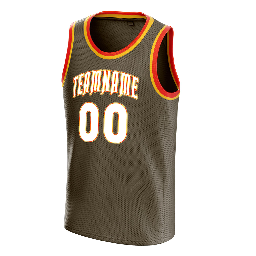Personalized Olive & White Solid Color Basketball Jersey